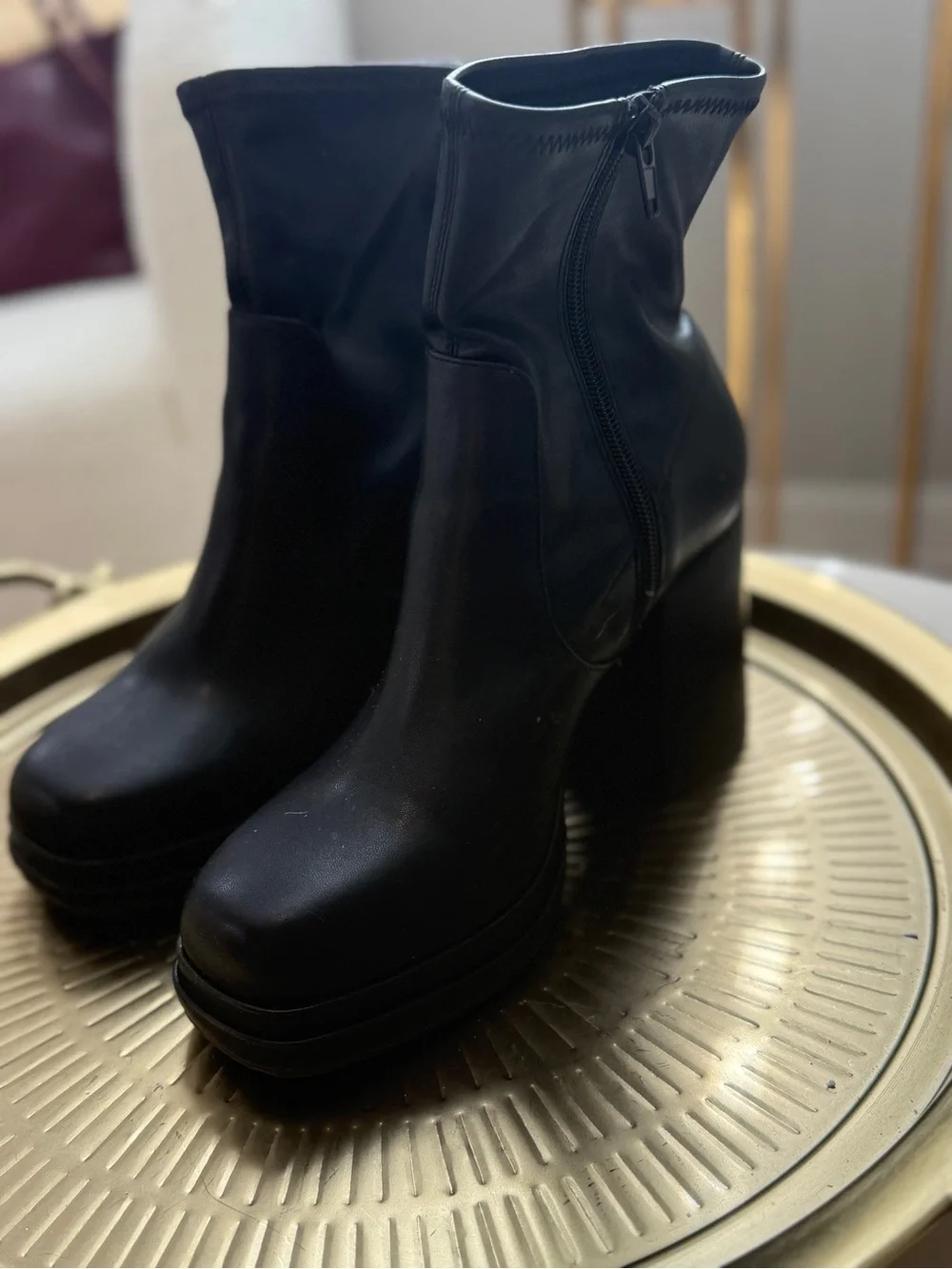 Madden Girl Black Platform Block Heel Ankle Boots